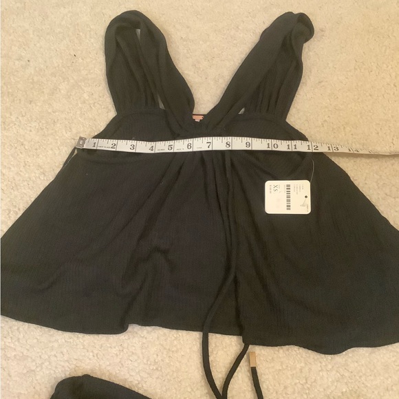 Rare New Free People Porter Wide Leg Pant set Black XS flowy bohemian whimsygoth - Picture 7 of 12